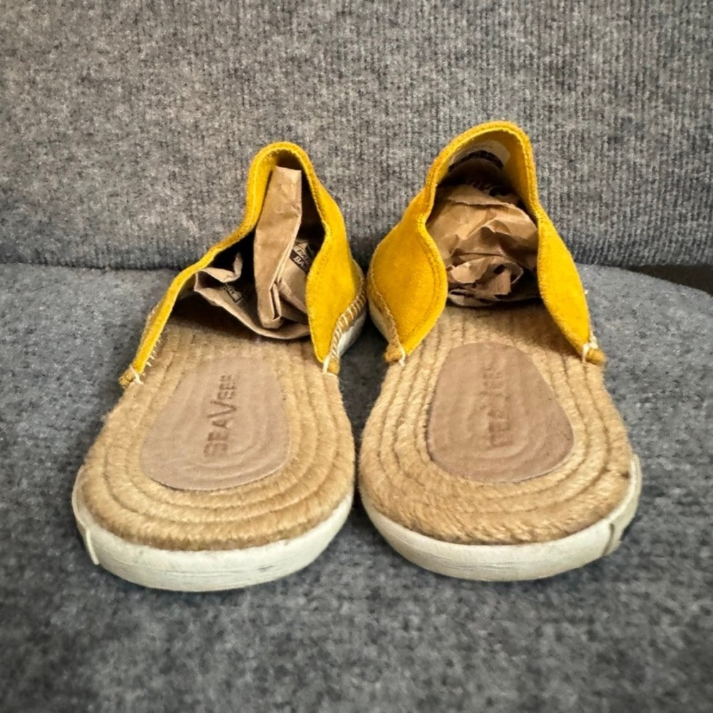 SeaVees Ocean Park Espadrille Mules Yellow Suede Slip On Shoes Women 9.5 - Picture 5 of 9